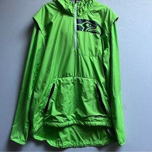Nike Neon Green Seattle Seahawks Sideline Fly Rush Half-Zip Pullover Jacket Sz L